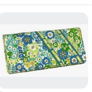 Vera Bradley Travel ID Passport Wallet  Magnetic, English Meadow Blue Yellow